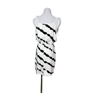 Emery Rose Sleeveless White Black Striped Tie a Shoulders Jersey Dress Small NWT